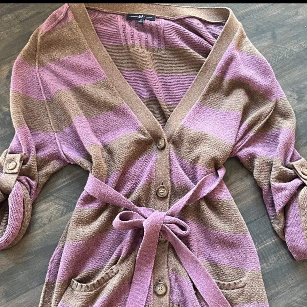 GAP Purple and Brown Striped Cardigan - Picture 12 of 12